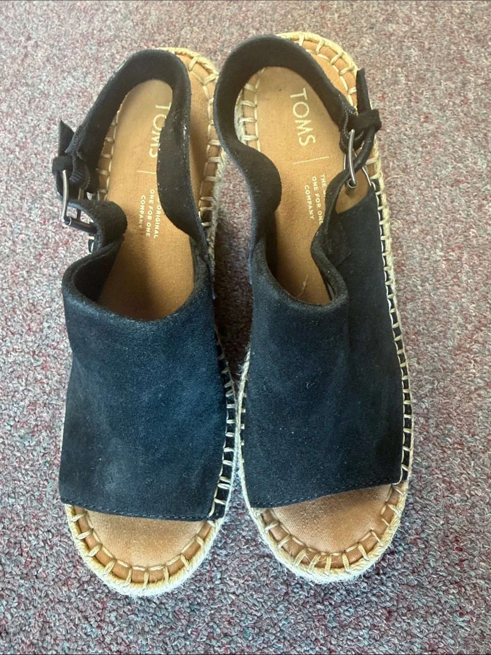 Toms Black Suede Espadrille Slingback Sandals